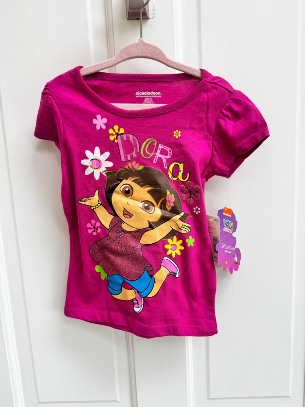 NWT Nickelodeon Dora the Explorer 3T Girl Pink Short Sleeve Tee Shirt Blouse Top